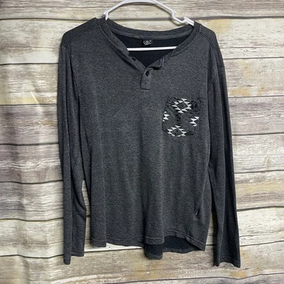 Volcom Gray Geometrical Pocket Half Button Knit Sweater Men's Size Small - Image 1 of 4