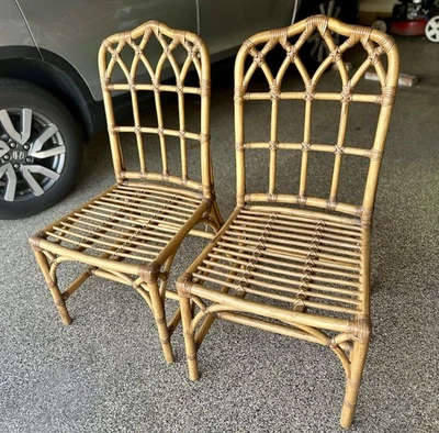 Juego de 2 sillas de bambú vintage estilo McGuire Foto 1 de 3