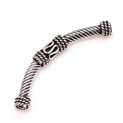 20 PCS 40X4MM BALI CURVED TUBE BEAD ANTIQUE STERLING SILVER PLATED 309 - Image 1 of 3