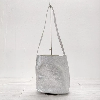 Bolso de hombro de cuero LAURA DI MAGGIO plateado 4-0903G◎ Foto 1 de 4