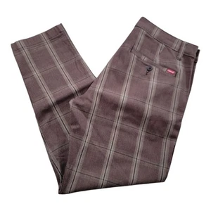 Levis XX Chino Standard Taper Pants Mens Size 32x29 Brown Plaid Khaki Stretch - Picture 1 of 11