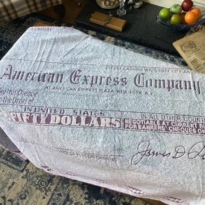 Large Beach  Towel Fifty Dollar Print Blue & Purple 56” X35” 100%cotton - Picture 1 of 9