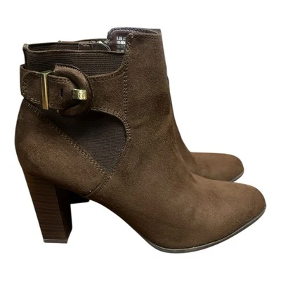 Liz Claiborne Fawn Ankle Women Booties With Side Zip Suede Brown Size 9.5Medium - Image 1 of 4
