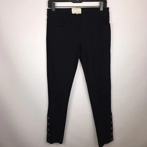 Artelier Nicole Miller Damen Gr. 4 schwarz Stretch Knopfdetail schmales Bein Hose - Bild 1 von 11