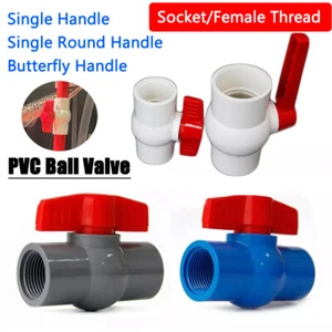 Valvola a sfera in PVC femmina/presa valvola di controllo per acquario pesci serbatoio laghetto 20-110 mm - Foto 1 di 12