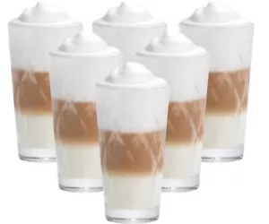 6 Kaffeegläser 370ml Latte Macchiato Teeggläser Kaffeebecher 6 Trinkhalme KALEID - Bild 1 von 5