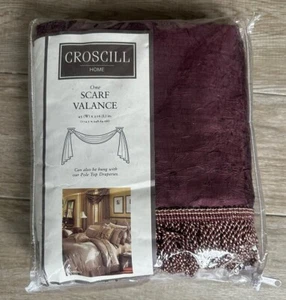 CROSCILL PARFAIT BURGUNDY TOWNHOUSE DOVER MANOR SCARF VALANCE FRINGES 45X216 - Picture 1 of 7