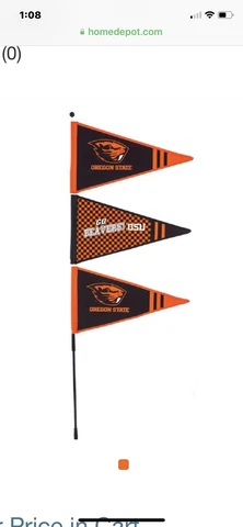 Oregon State Beavers NCAA 3 Pennant Wind Spinner Approx 14” X 42” W/pole & Stake Cover