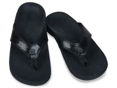 Шлепанцы женские Spenco Yumi черные змеиные стринги средние - Изображение 1 из 4