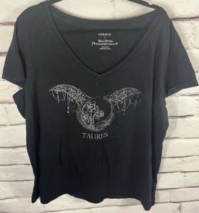 Torrid Classic Women's Size 3 Black ''Taurus'' Short Sleeve Shirt 100% Cotton - Picture 1 of 3