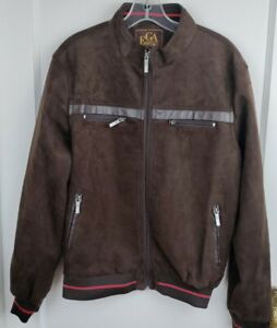 EGA Emporio ITALY Collection Brown 100% Suede Leather Zip Jacket size SMALL
