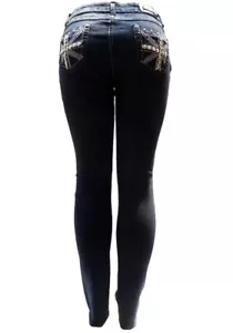 Womens Juniors slime Stretch Denim Rhinestone Studded Black JEANS Size 13 - Picture 1 of 6
