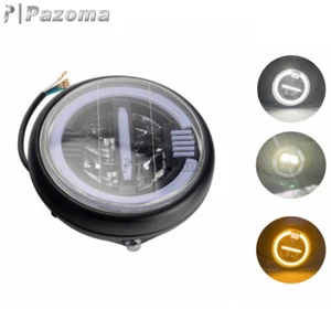 7" Round Motorcycle LED Headlight Hi/Lo Beam Projector Lamp For Harley Yamaha - Picture 1 of 9