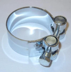 Ducati Guzzi Laverda Gilera Morini MV Aermacchi chrome clamps FOR 38mm MUFFLERS - Picture 1 of 1