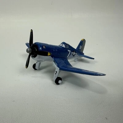 Disney Pixar Planes Mattel Die Cast Skipper Riley Plane #7 Blue X9461 - Image 1 of 4