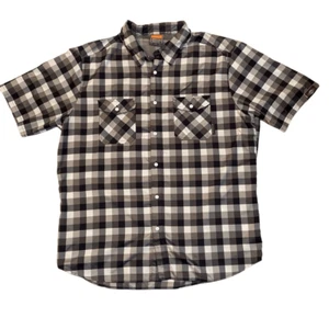 Merrell Opti-Wick UPF30 Black Gray Plaid Short Sleeve Shirt Men Size XL - Picture 1 of 12
