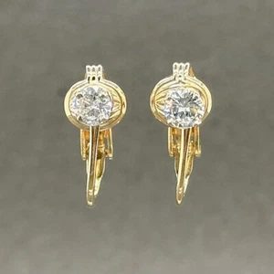 Estate 14K Two Tone Gold 0.56ctw G-H/SI1 Diamond Clip-On Earrings - Picture 1 of 7