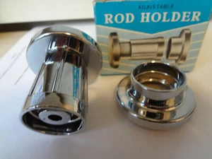 Adjustable Plastic Ends One Pair Shower Rod Holder, Chrome Plated  - Picture 1 of 4