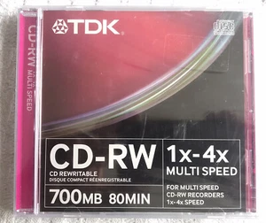 1 St. CD-RW 700MB | 80 Minuten | TDK | 1x-4x Multi Speed | Neuware + versiegelt - Bild 1 von 2