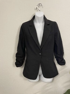 Charlotte Russe Women Black Blazer Size Small Short Jacket Runched Sleeves SMALL - Image 1 of 4