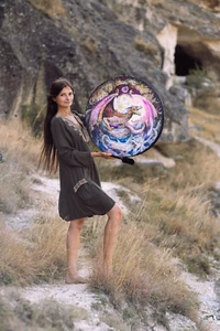 Totem "Wood Dragon" Drum 24'', Shamanic Healing Tool, Tunable Strong Membrane - Picture 1 of 10