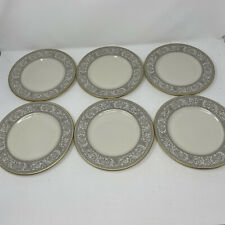 Set of 6 Franciscan Grey Renaissance Gold Salad Plates 8.5"