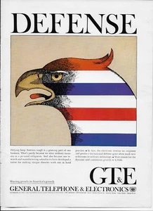 1964 GT&E Red White Blue Eagle Art drawing General Telephone Original Print Ad - Picture 1 of 2