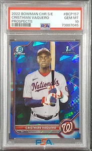 Cristhian Vaquero 2022 Bowman Chrome Prospects Sapphire 1st PSA 10 Washington - Picture 1 of 2