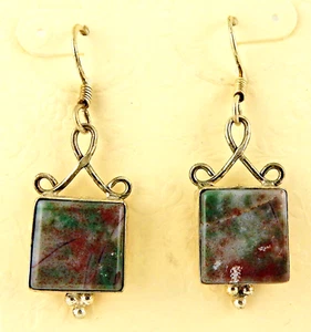 Fancy Agate Genuine Gemstone Chakra earrings sterling silver earwires - Picture 1 of 2