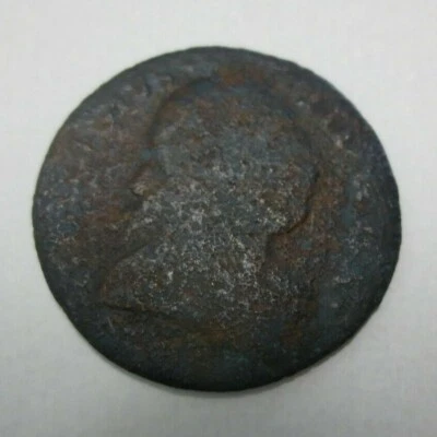 Moneda colonial del siglo XVIII (¿Medio penique Machin's Mills?) Foto 1 de 4