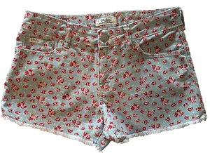 Polo Ralph Lauren Girls 12 Cotton Denim Shorts Floral Print Raw Hem WORN ONCE - Picture 1 of 5
