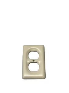 Ceramic Vintage Cream Colored Duplex Outlet Cover Thick - Picture 1 of 7