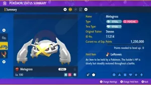 Shiny 6IV XXXL EV Trainiert Clear Body Metagross Pokemon Scarlet/Violet Home - Bild 1 von 5
