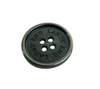 Lands' End Silver Gray tone Replacement Main front replacement button .90" - Image 1 of 3