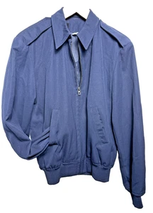 Vintage Navy Blue Military Bomber Jacket Size 40 L Weintraub Patriot 1970s Wool - Picture 1 of 9