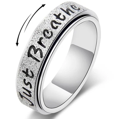 Anel giratório feminino Fidget - Just Breathe Inspirational Heart Pureza Ring... - Imagem 1 de 4
