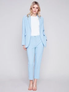 Tuta donna blu giacca blazer pantaloni set blu cielo medio Charlie B nuova con etichette - Foto 1 di 11