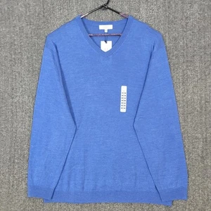Turnbury Sweater Mens 3XT Blue Extra Fine Merino Wool V-Neck Pullover - Picture 1 of 12