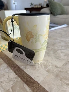 SONNENBLUME KAFFEETASSE. SONNENBLUME REISEBECHER.  HELIANTHUS ANNUUS TASSE & BOX SET. - Bild 1 von 6