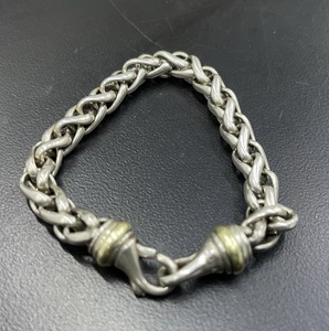 Bracciale David Yurman maglia di grano oro giallo 14 carati e argento sterling misura 7,5" - Foto 1 di 7