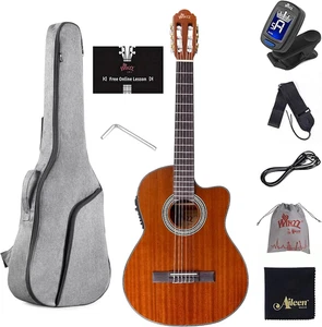 Guitarra Eléctrica Clásica AC309CE 39 Pulgadas Cortada Cuerda de Nylon Pastilla Integrada - Imagen 1 de 12