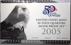 2005 United States Mint 50 State Quarters Silver Proof Set W/COA & BOX - Picture 1 of 4