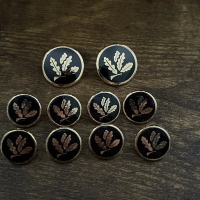 Holland & Sherry Replacement Blazer Shank Buttons Gold Navy Blue Enamel Oak Leaf - Image 1 of 4