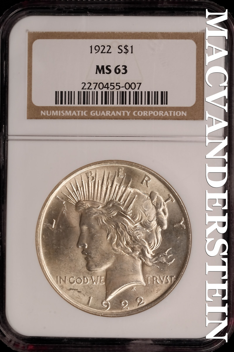 ピースダラー　PCGS MS63 1922年【週末セール】 1922 Peace Dollar MS63 PCGS | SilverTowne