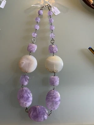 Collana Artigianale in Pietre Naturali – Ametista & Agata Bianca  - Immagine 1 di 3