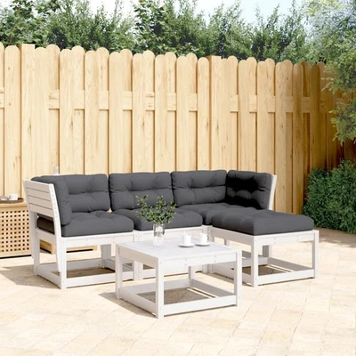 Vidaxl Garten Lounge Set Sofagarnitur Gartenmöbel 4-tlg. Weiß Massivholz Kiefer  - Bild 1 von 4