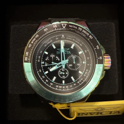 Reloj Invicta Aviator Hombre 50mm Arco Iris Iridiscente Multifunción Fecha 37033 Foto 1 de 4