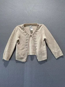 Vintage Ezra Fitch 100% Cashmere Sweater Size M Cardigan Ivory Jeweled Preppy - Picture 1 of 6