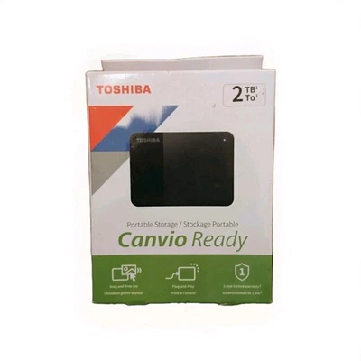 Toshiba Canvio Ready 2TB Portable External Hard Drive USB 3.0 Plug & Play Black - Image 1 of 4