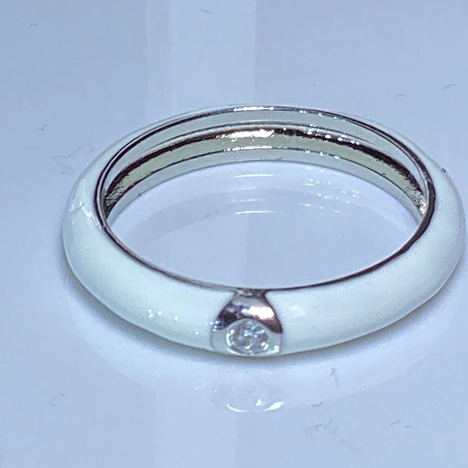 Chapado en plata de ley, nuevo elegante anillo blanco, tamaño 10-62 mm. Foto 1 de 4